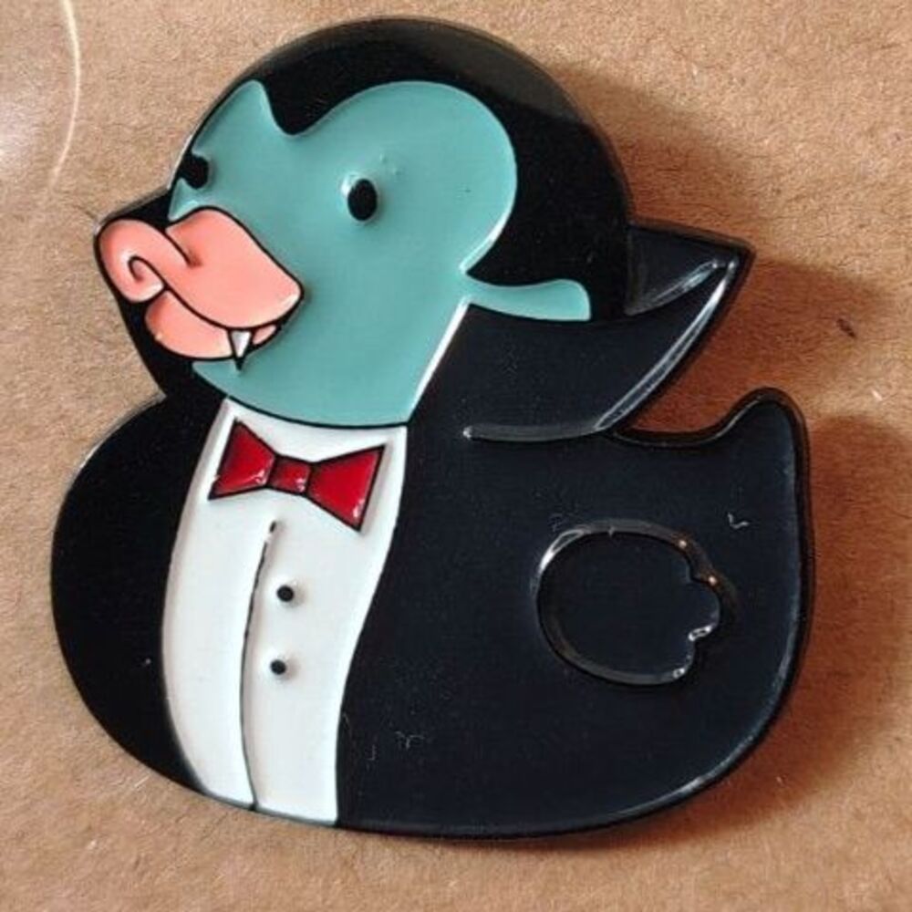 Dracula Vampire Cute Halloween Costume Adorable Rubber Duck Enamel Pin